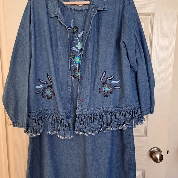 Vtg Denim Dress - Picture 2 of 7